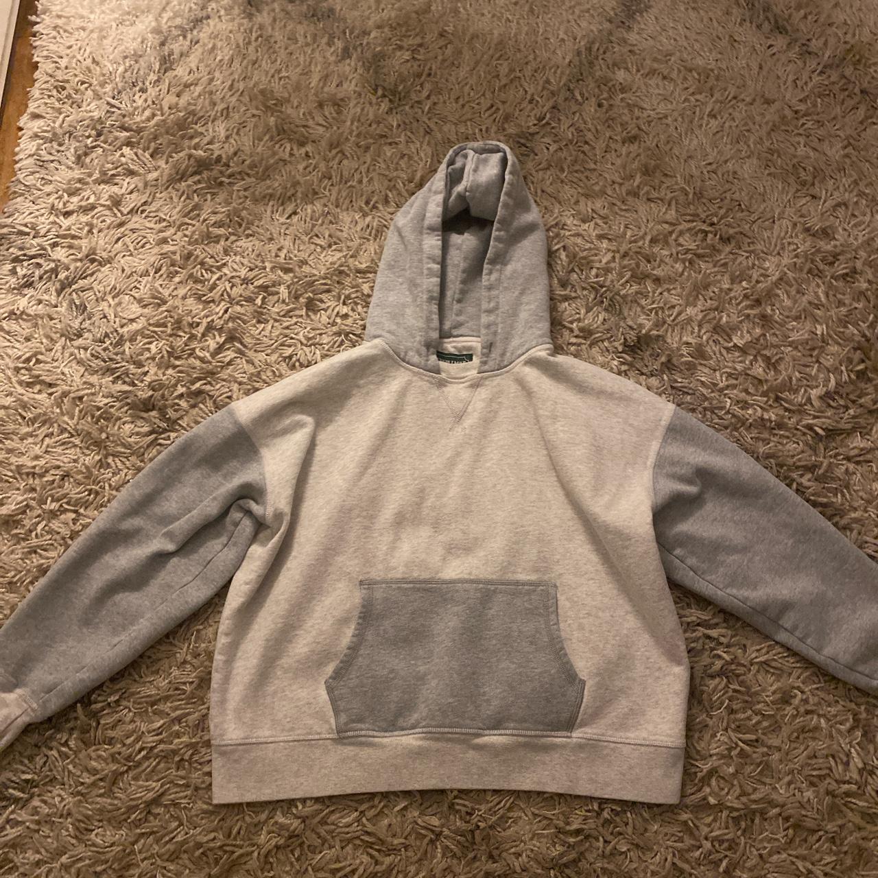 grey two toned american eagle cropped hoodie | size... - Depop