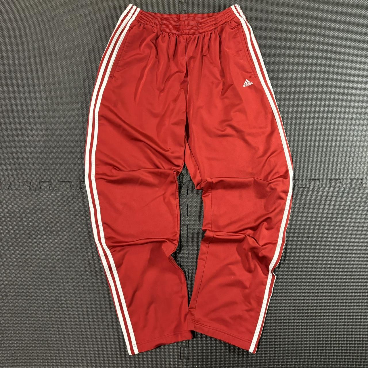 y2k red adidas track pants tagged size L perfect... - Depop