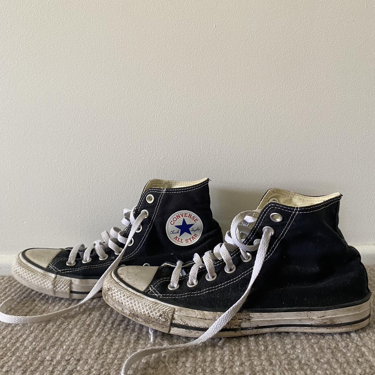 black all star converse dirty, but can easily be... - Depop