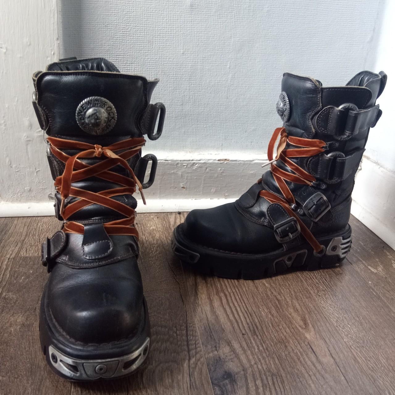 Black New Rock Reactor Boots Size EU 37, US 6.5 I... - Depop