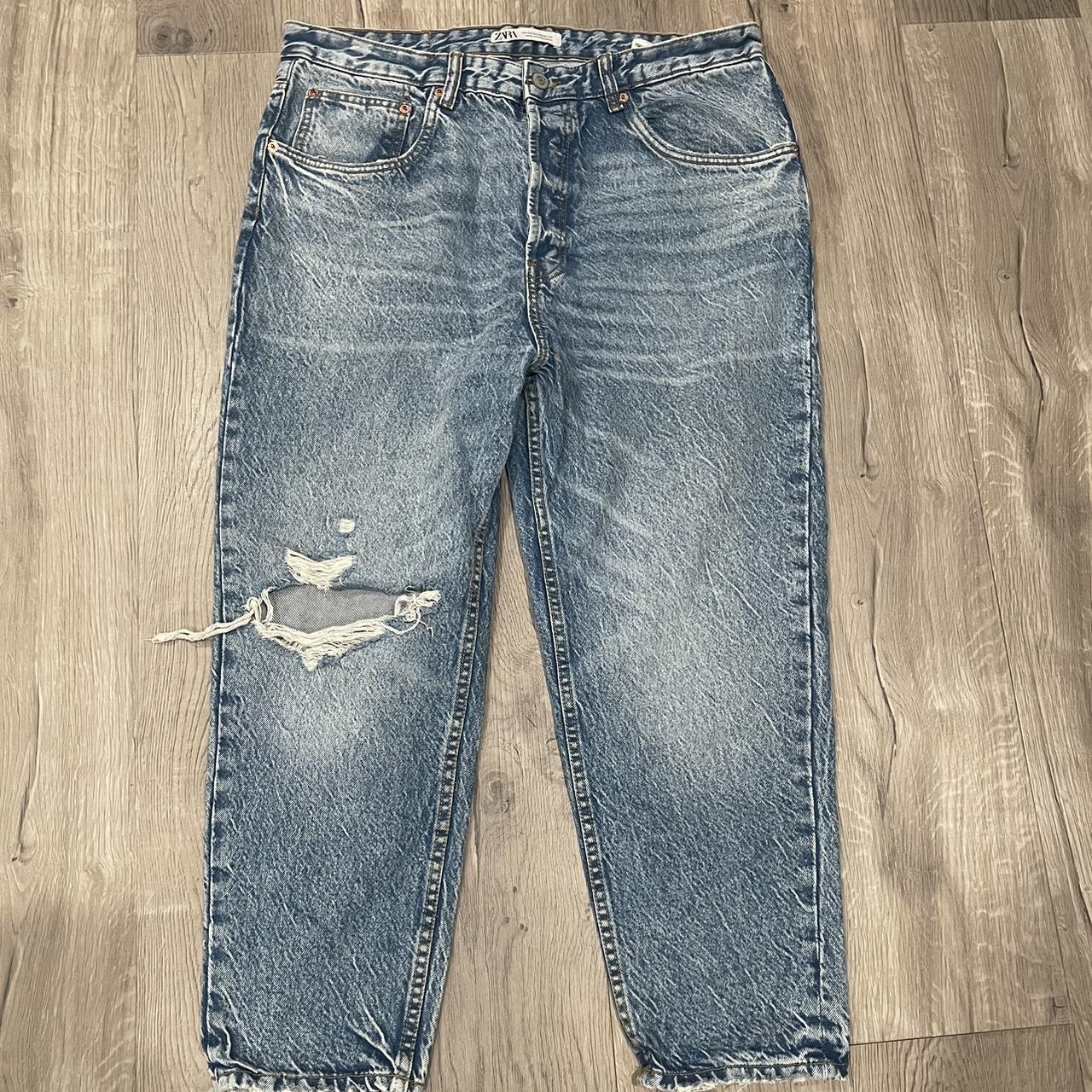 Zara Distressed Jeans - distressed around the knee -... - Depop