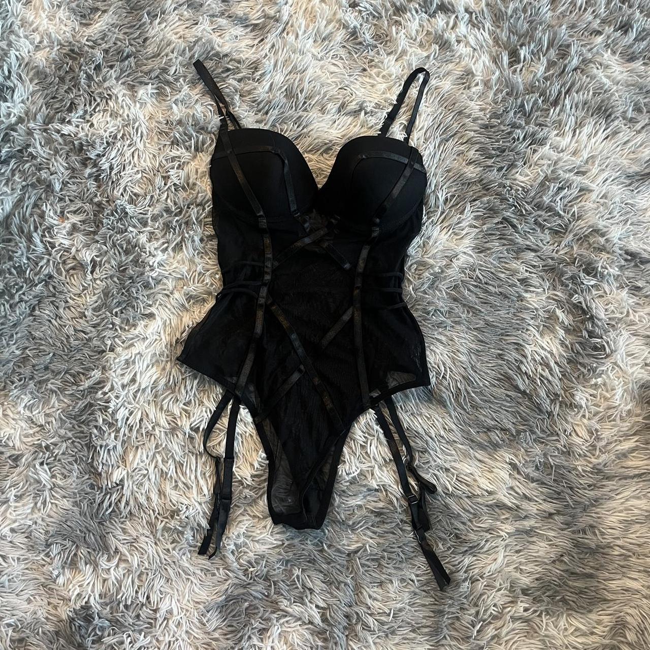 Fashion Nova Black Mesh Lacey Strappy Rave Festival... Depop
