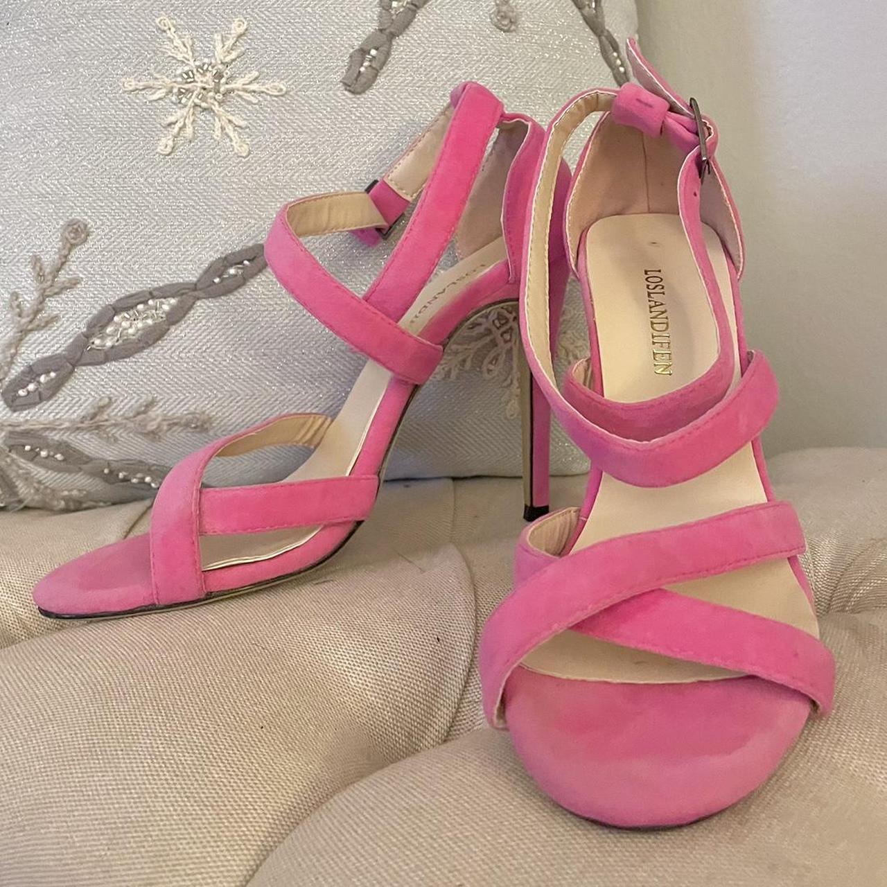 Loslandifen Pink Suede Strappy Heels. EUR Size 37