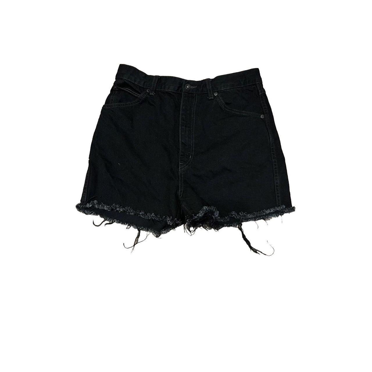 Uniqlo High Rise Black Cut Off Denim Shorts Brand:... - Depop