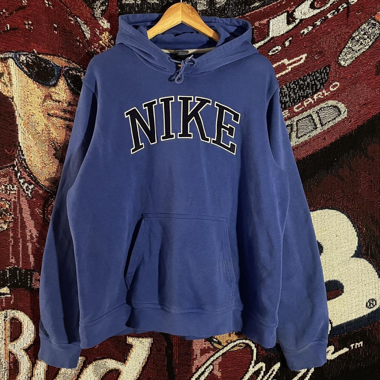 Y2K Nike Center Spell Out Hoodie Sweatshirt... - Depop