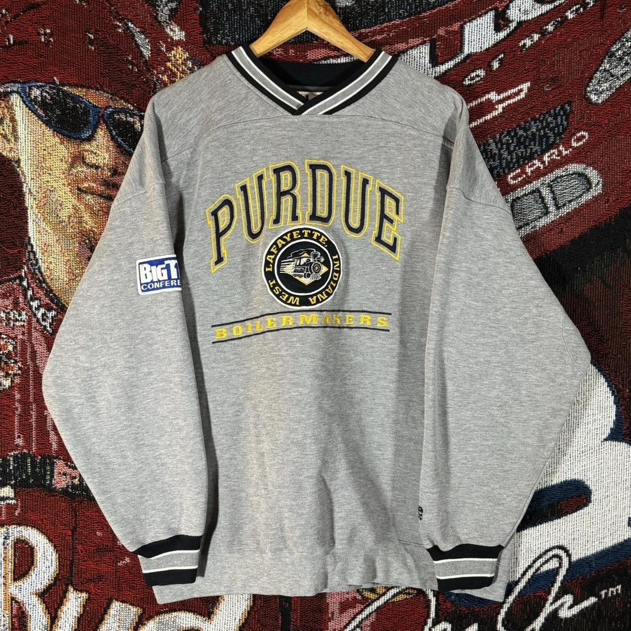 90s Purdue University Boilermakers V-neck sweater by... - Depop