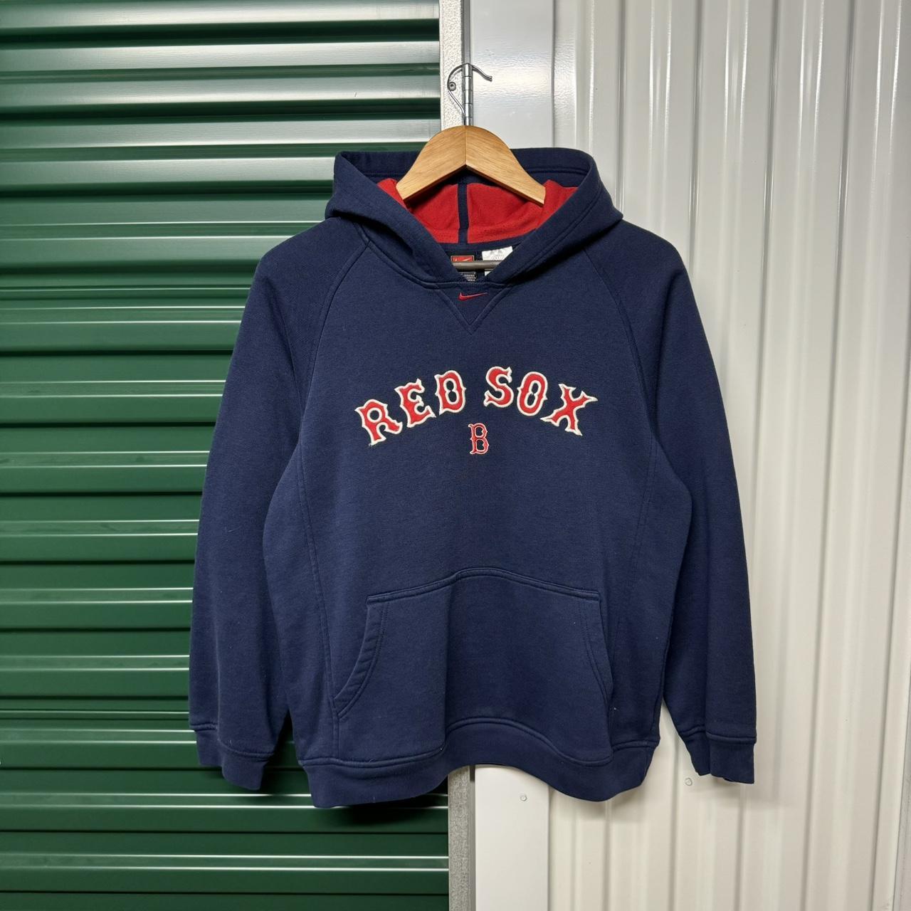 Navy blue and red boston Red Sox nike center outlet swoosh hoodie