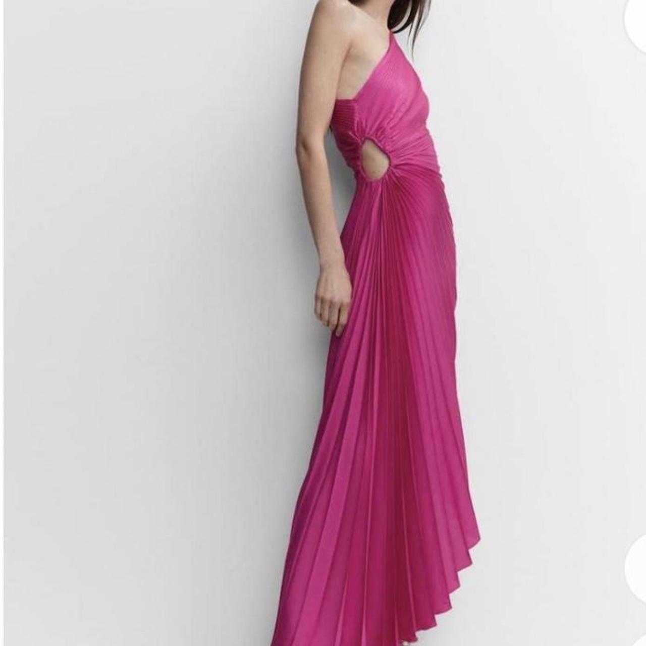 Mango pink pleated outlet dress