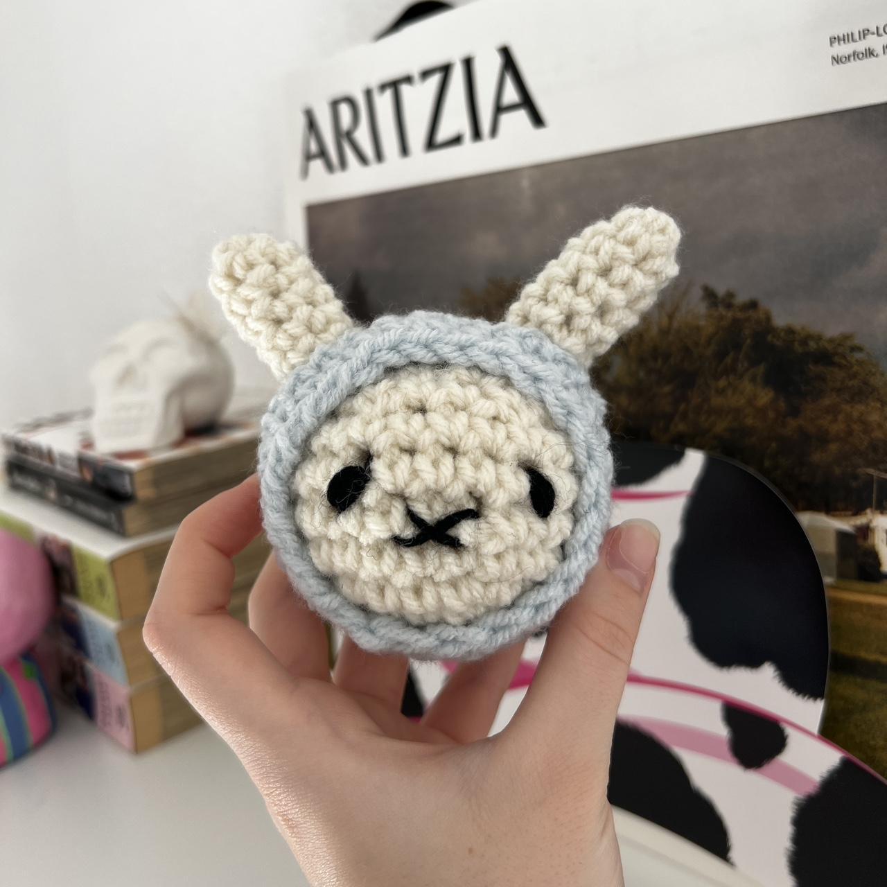 Crochet bunny toy blue hat Depop