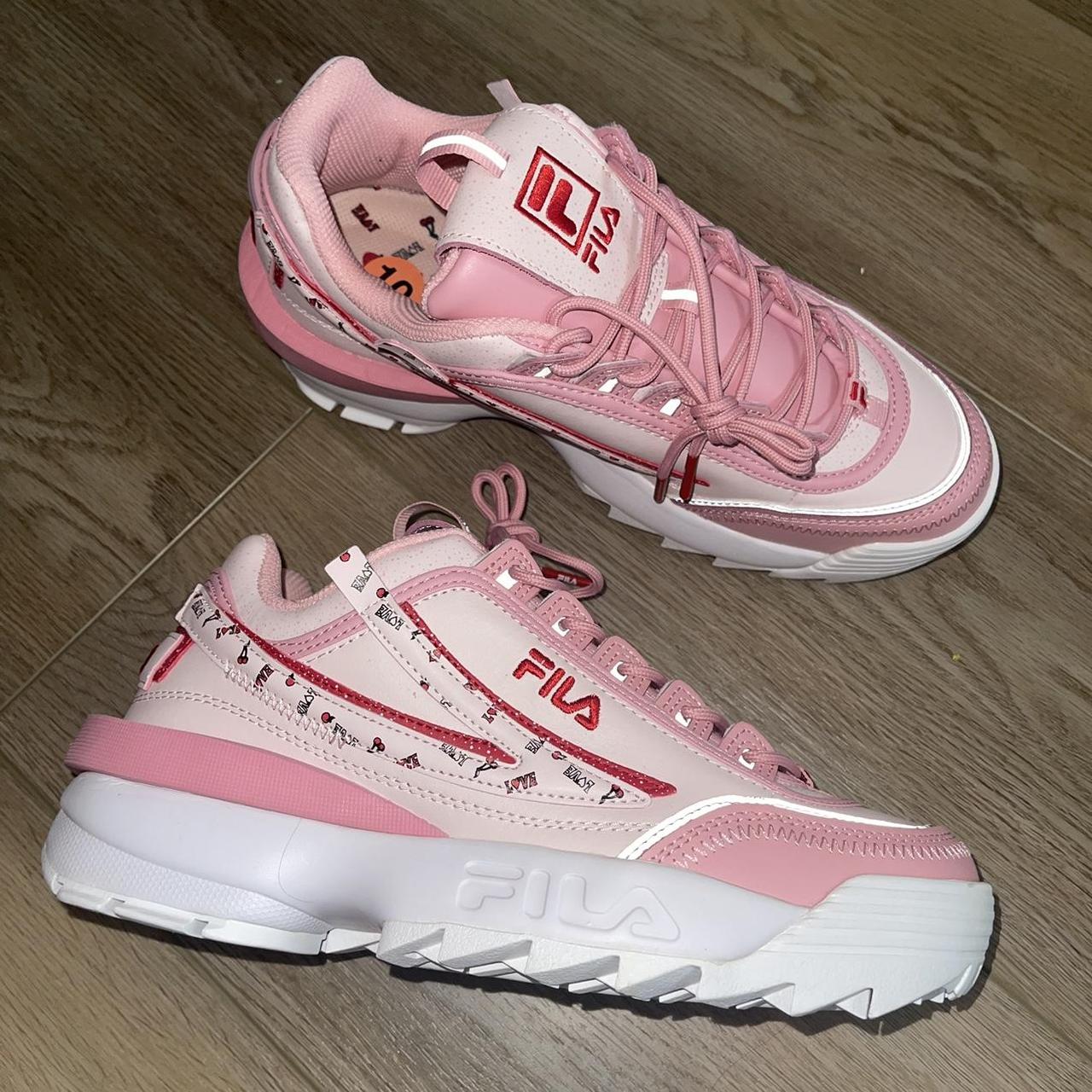 Fila Women's Pink and White Trainers | Depop