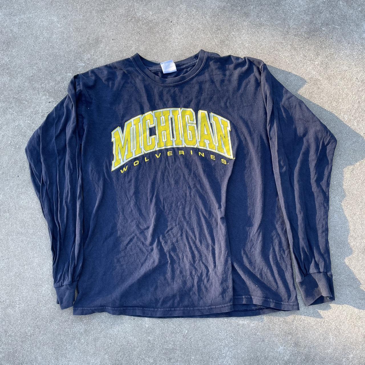 vintage michigan wolverines long sleeve size... Depop