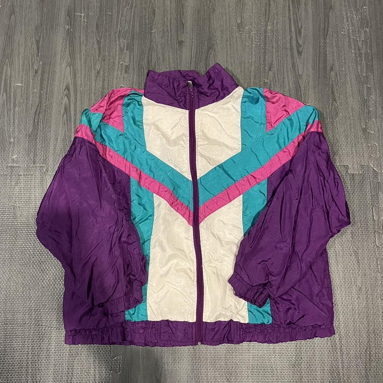 vintage 80s style windbreak jacket size medium... - Depop