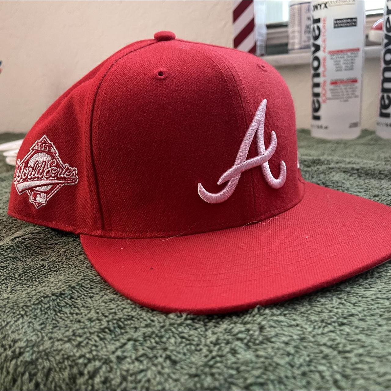 Custom Atlanta Braves Hat Rhinestones on logo Flames - Depop