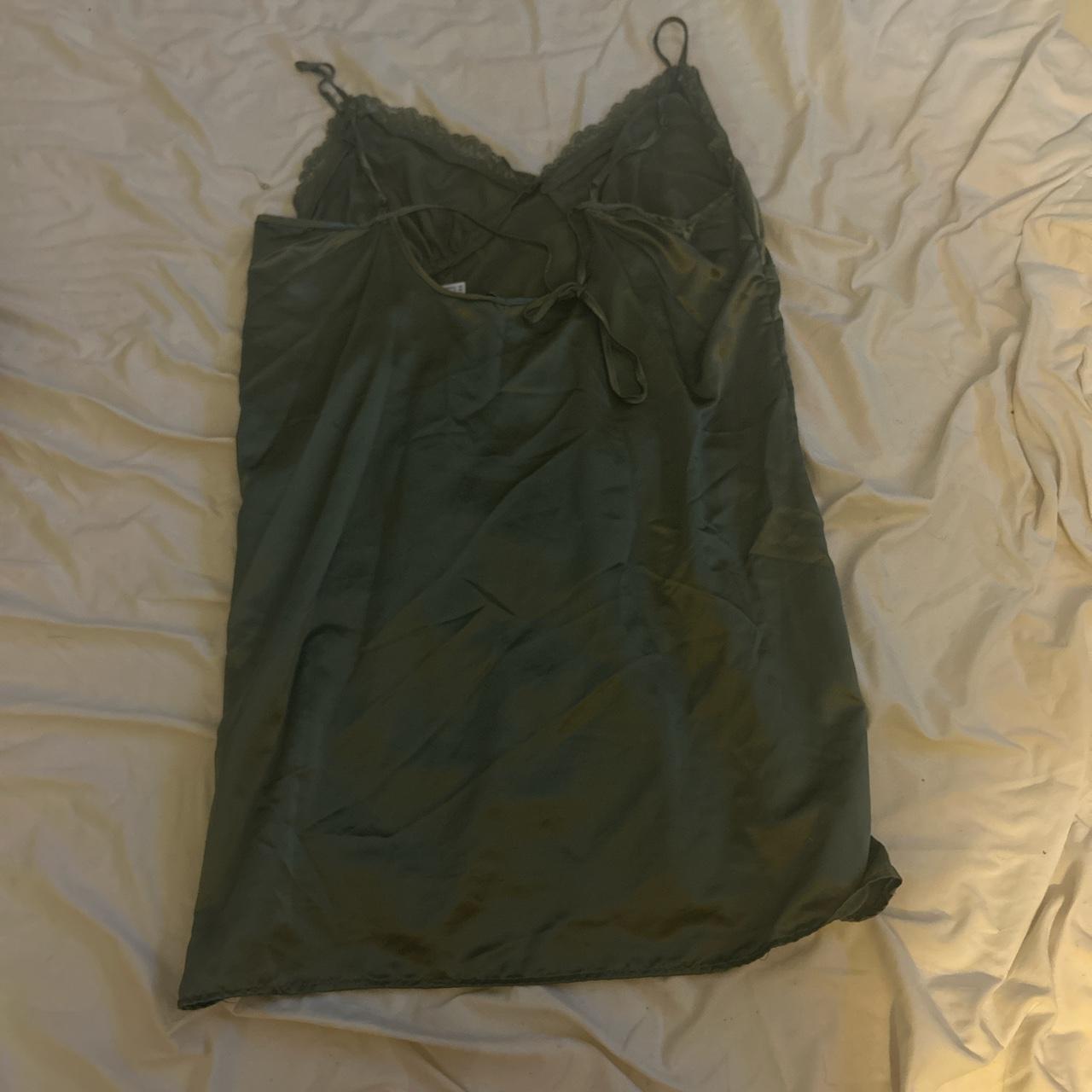Green satin slip dress.is a large but is quite tight - Depop