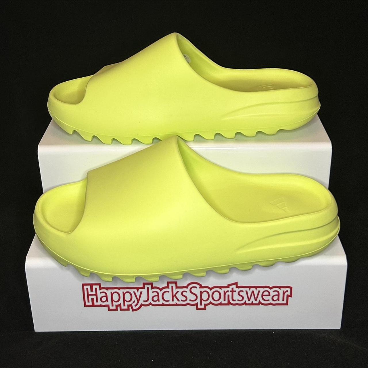 Adidas Yeezy Slide - Glow Green - UK 10 US 10 EU... - Depop