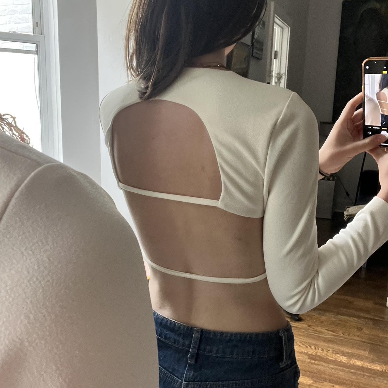 Open back white top from Zara, long sleeve The | Depop