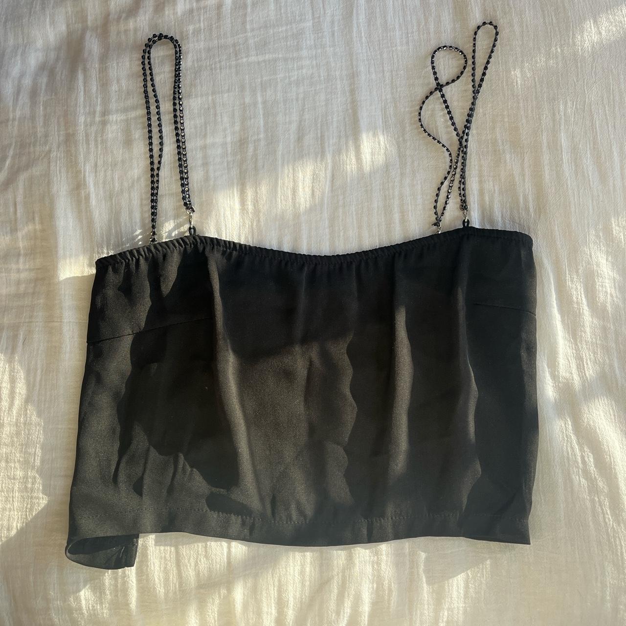 Black superdown crystal string top (revolve), size... - Depop