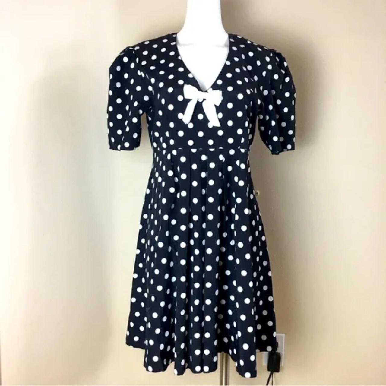 Vintage polka dot mini dress about a Medium labeled... - Depop