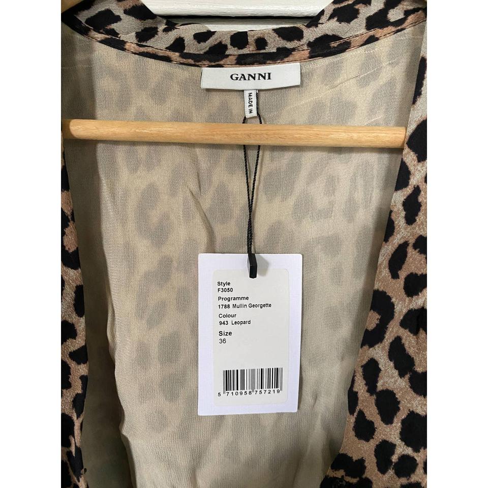 NWT Ganni Mullin Georgette Leopard Print Wrap Dress. Depop