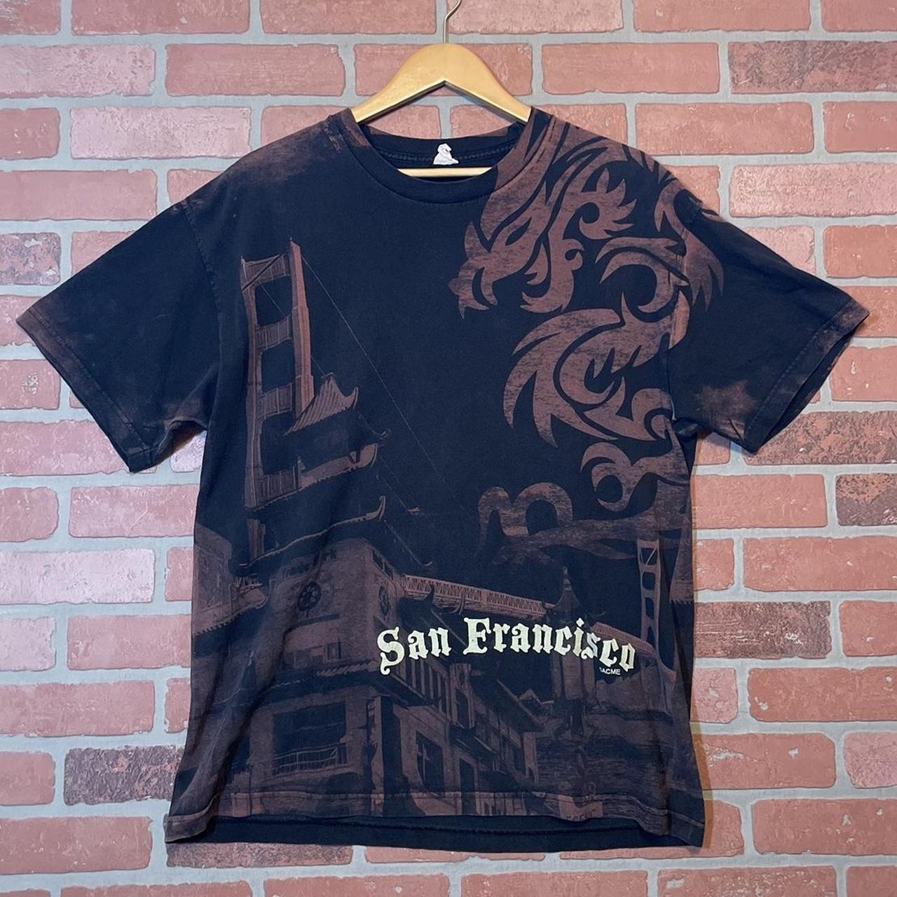 Y2K San Francisco AOP Dragon Tour Shirt Size: Fits... - Depop