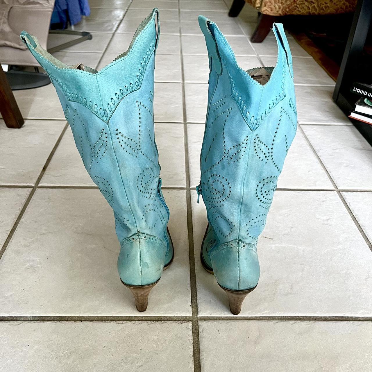 BCBGirls turquoise leather cowboy boots Softest... Depop