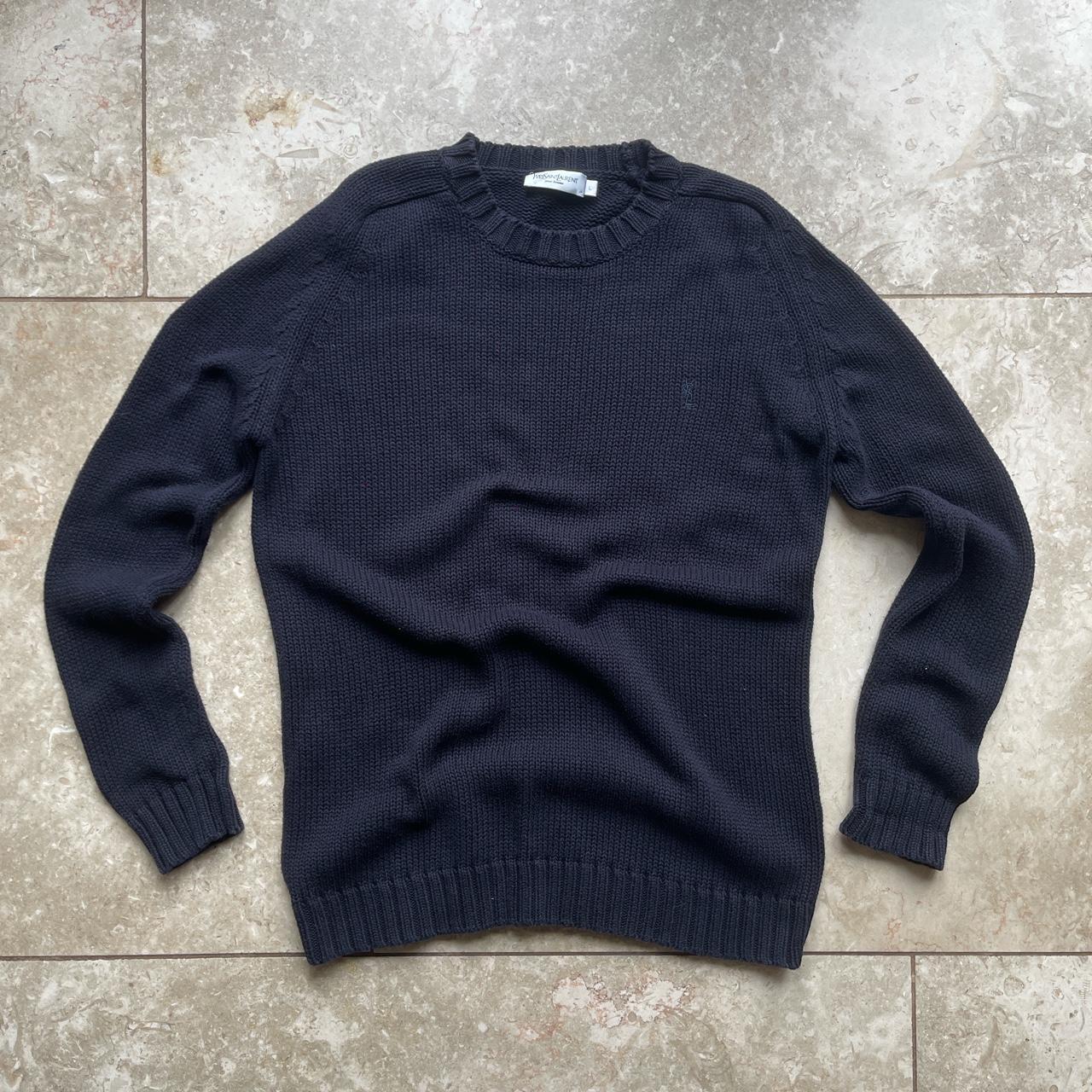 Yves Saint Laurent Men's Black and White Jumper | Depop