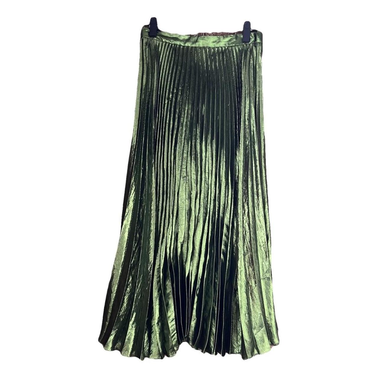 Gucci Silk Metallic Plisse Pleated Lame Green Midi. Depop