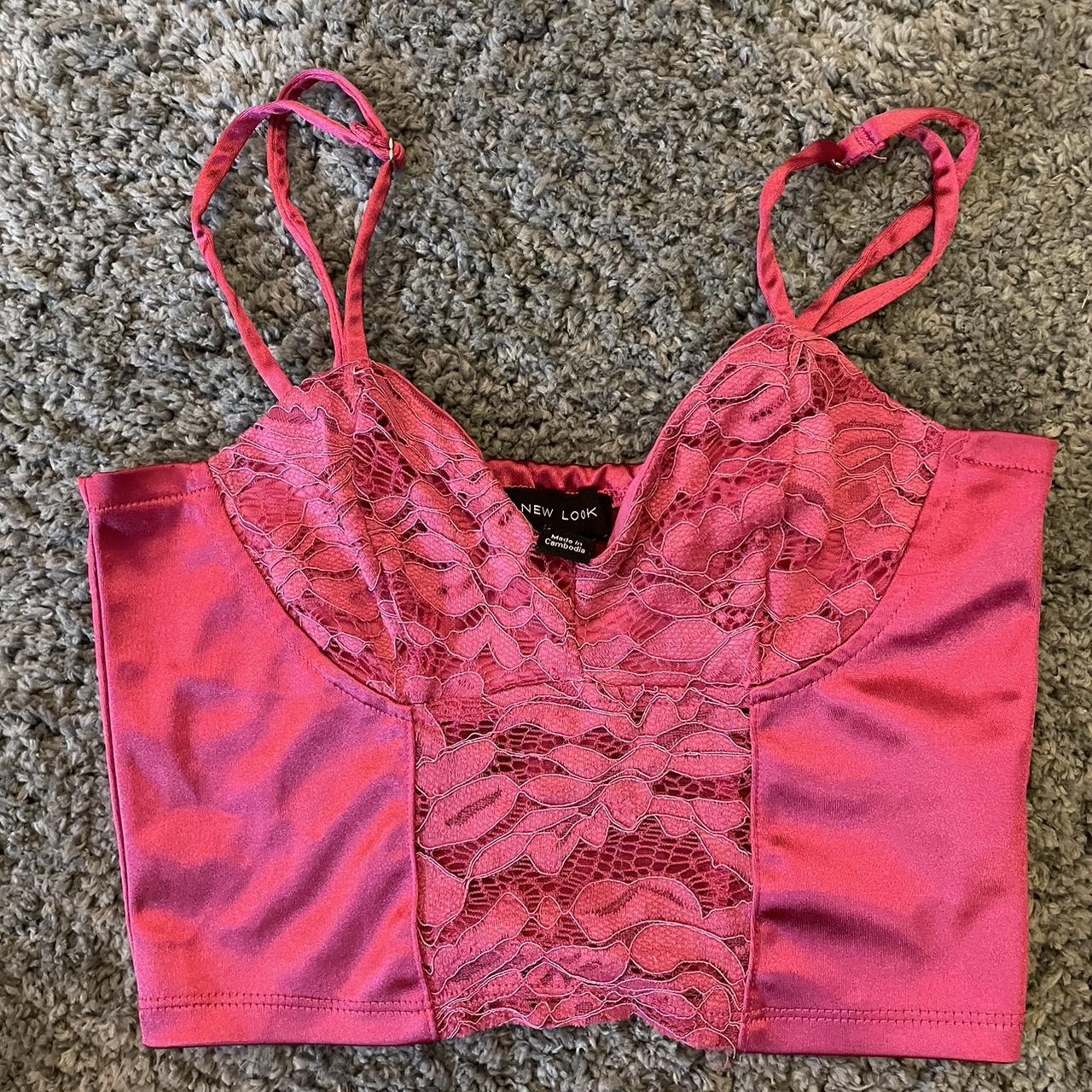 New look pink Lace crop top size 6 💞 Depop