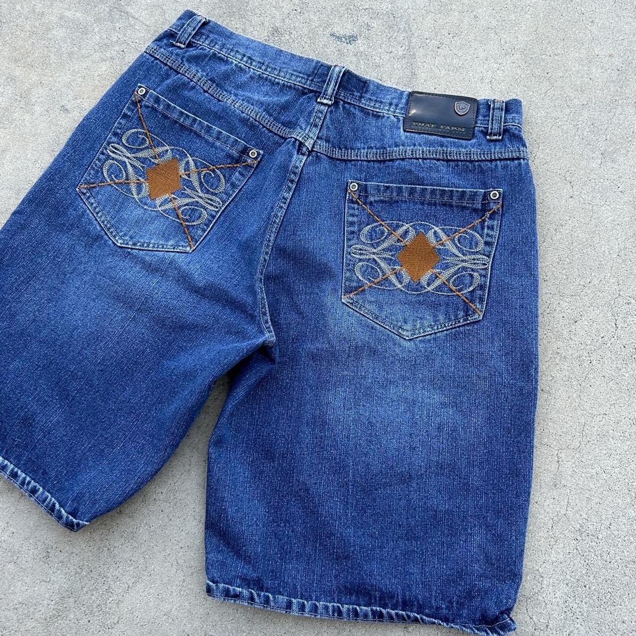 Men's Orange and Blue Shorts Depop