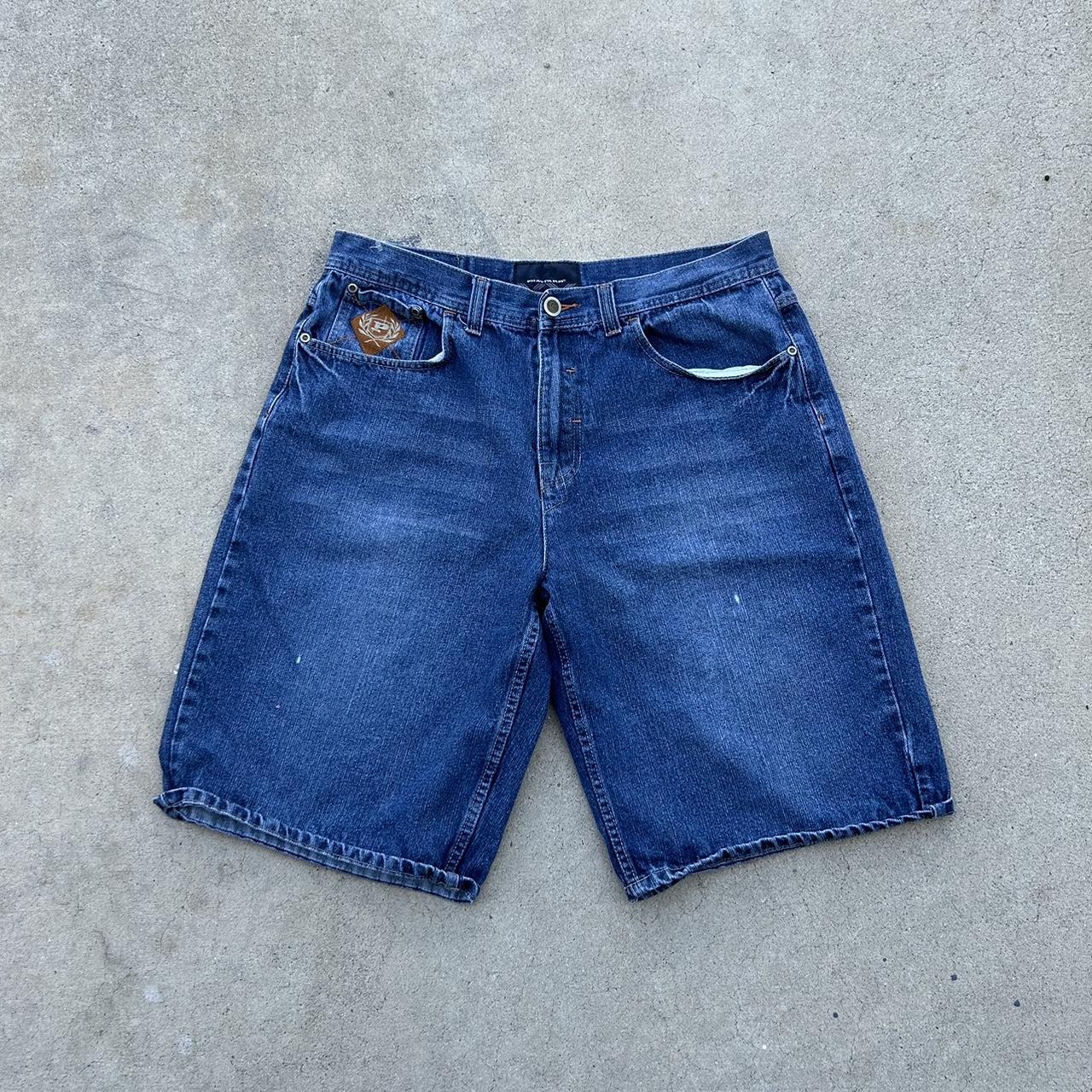 Men's Orange and Blue Shorts Depop