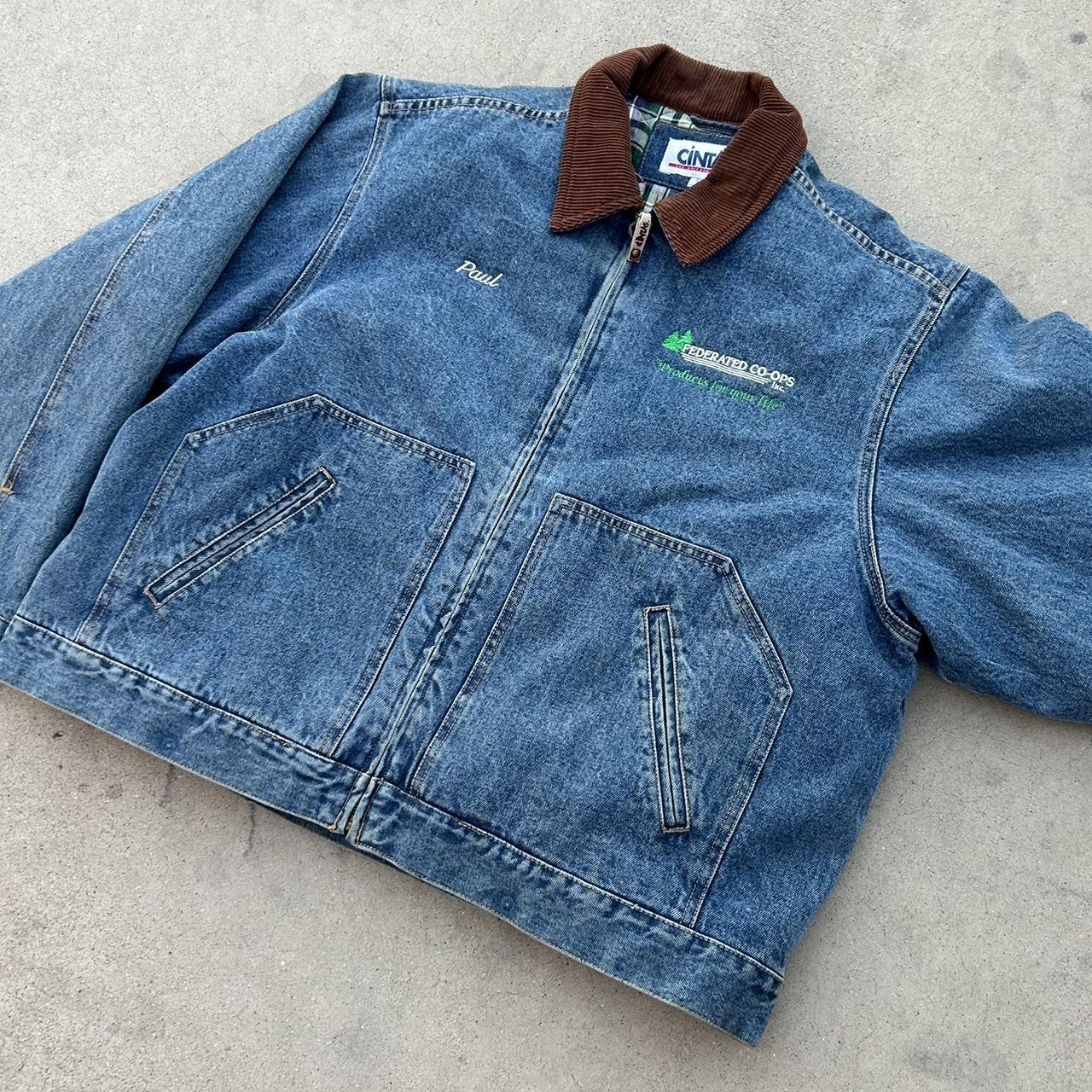 denim detroit jacket -very thick material inside and... - Depop