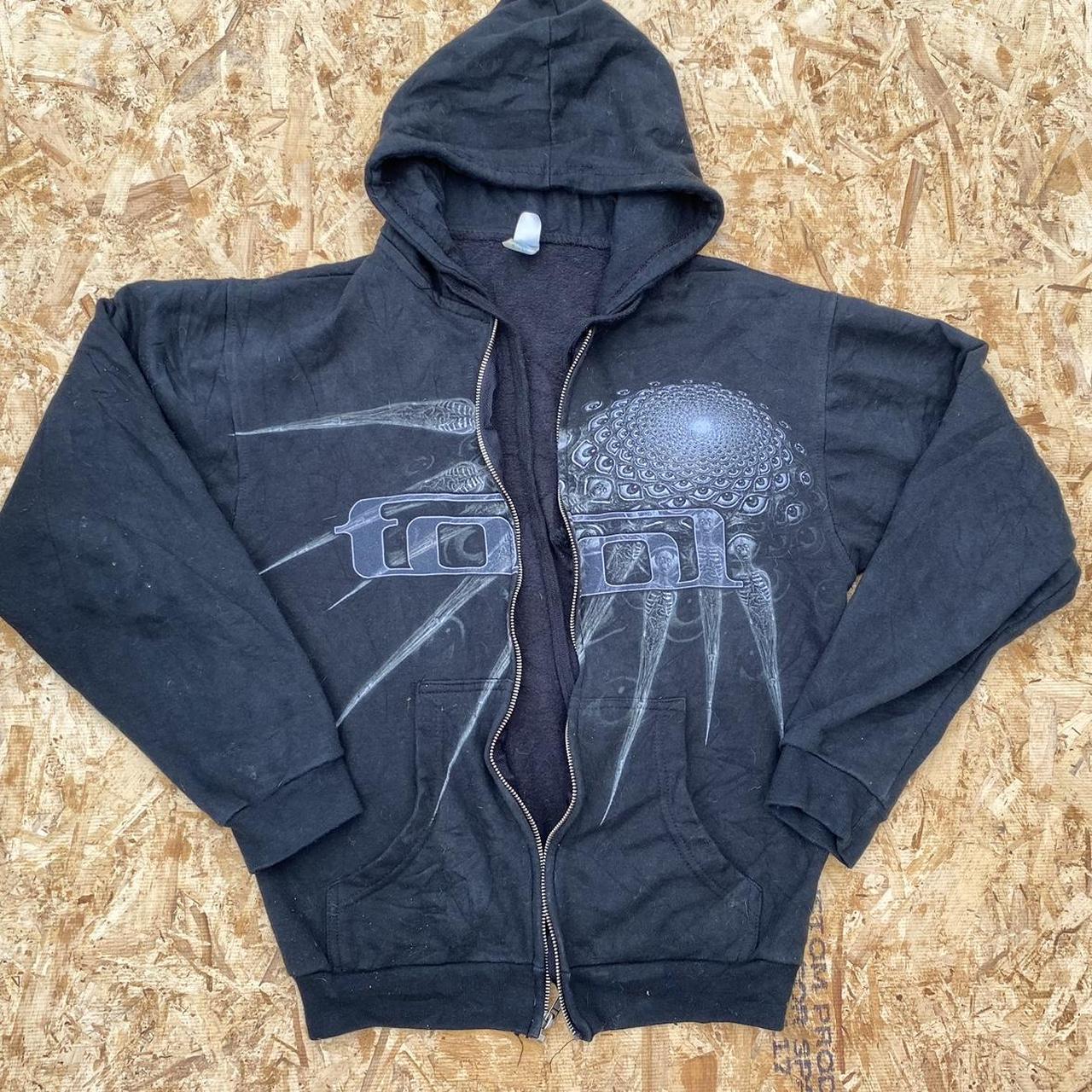 Hoodie tool sz s the zipper is missing the items... - Depop