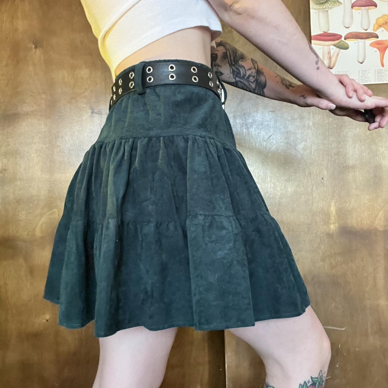 Dark green velvet ruffled skirt! So whimsygoth fairy... - Depop