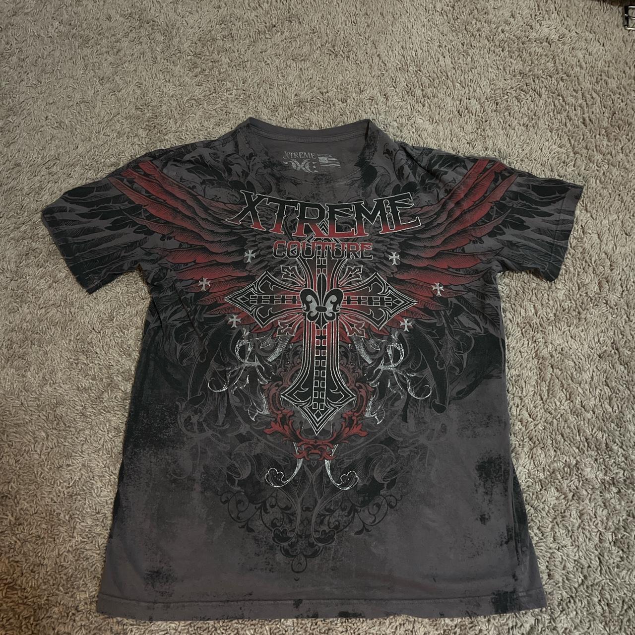 ⚜️RARE THRIFTED XTREME COUTURE SHIRT⚜️ - BLACK AND RED... - Depop