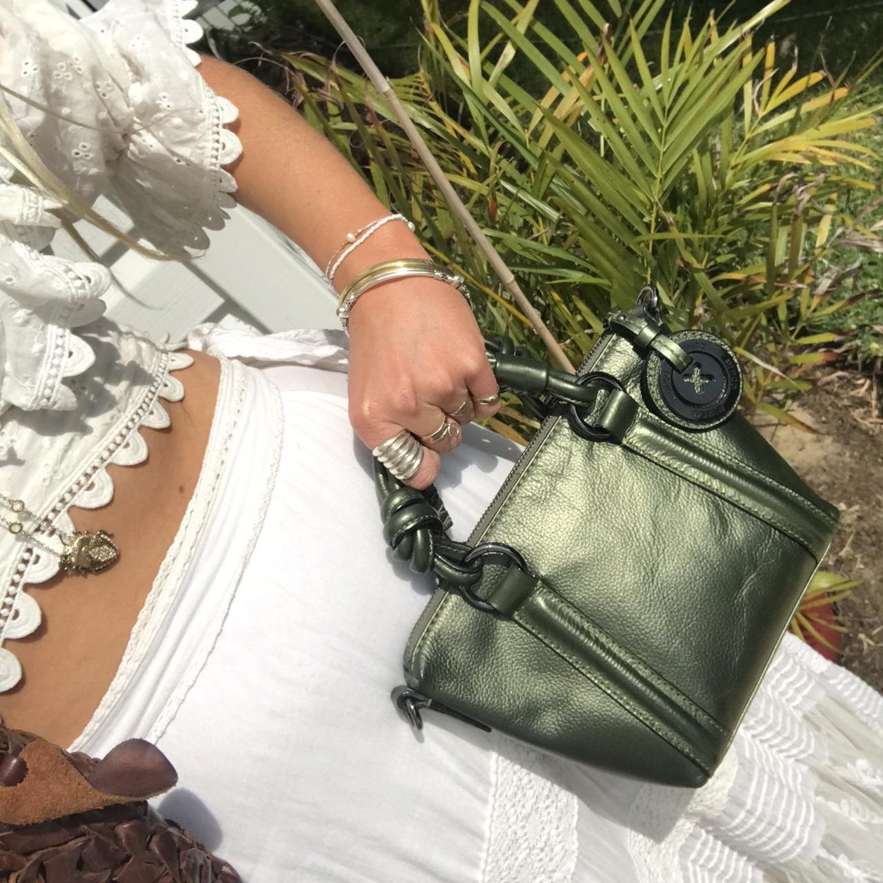 Mimco metallic green leather mini tote bag Crossbody... Depop