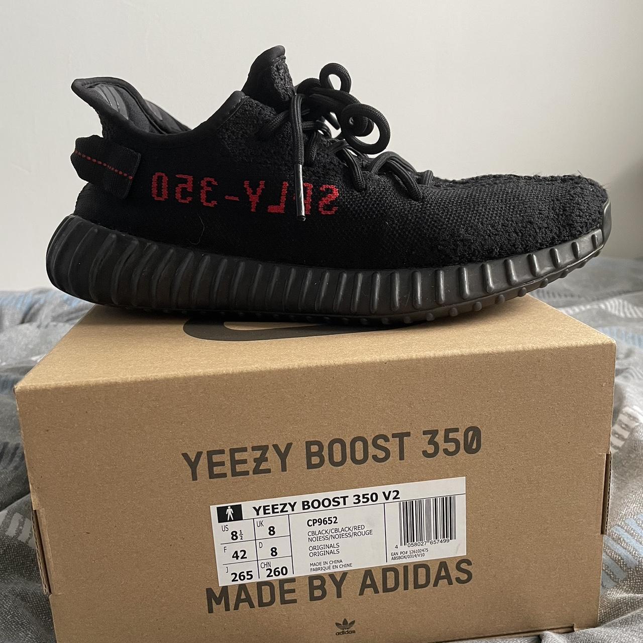 Yeezy Men's Black and Red Trainers | Depop