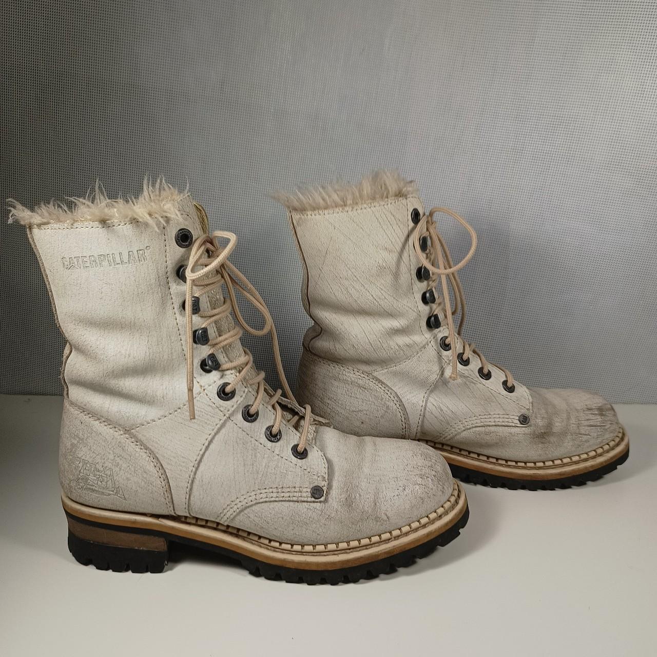Women's white fur lined Caterpillar boots Rare white... Depop