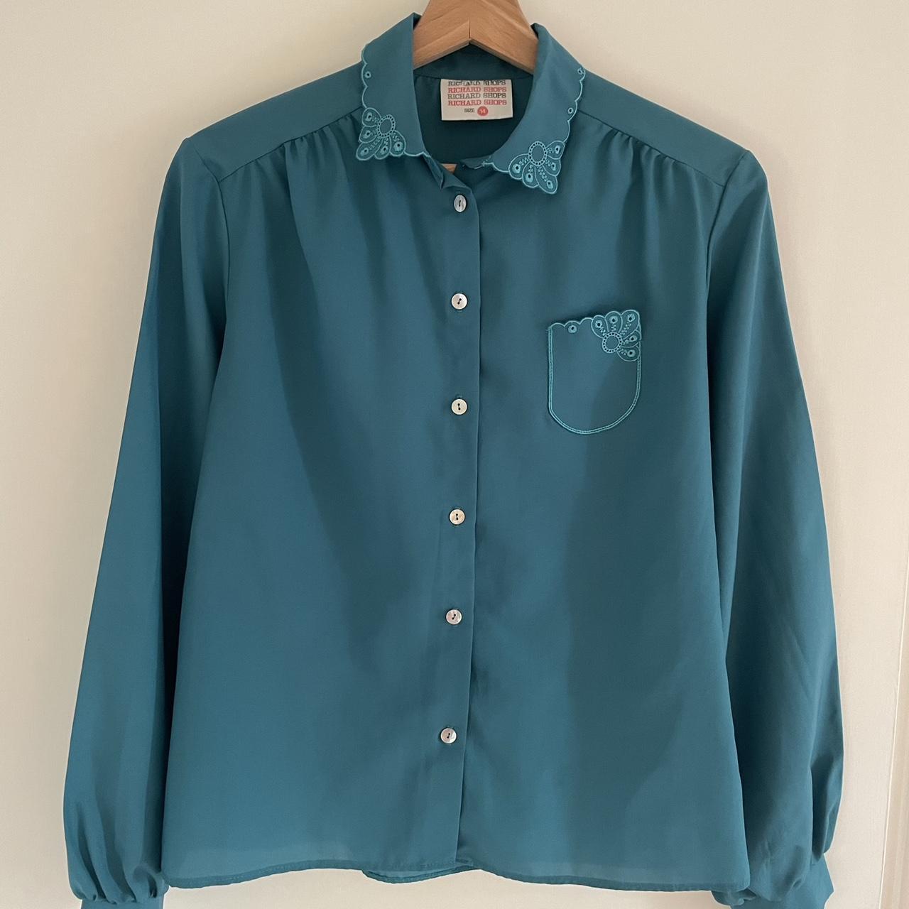 Vintage Blue-Green Shirt 👔 Perfect condition... - Depop