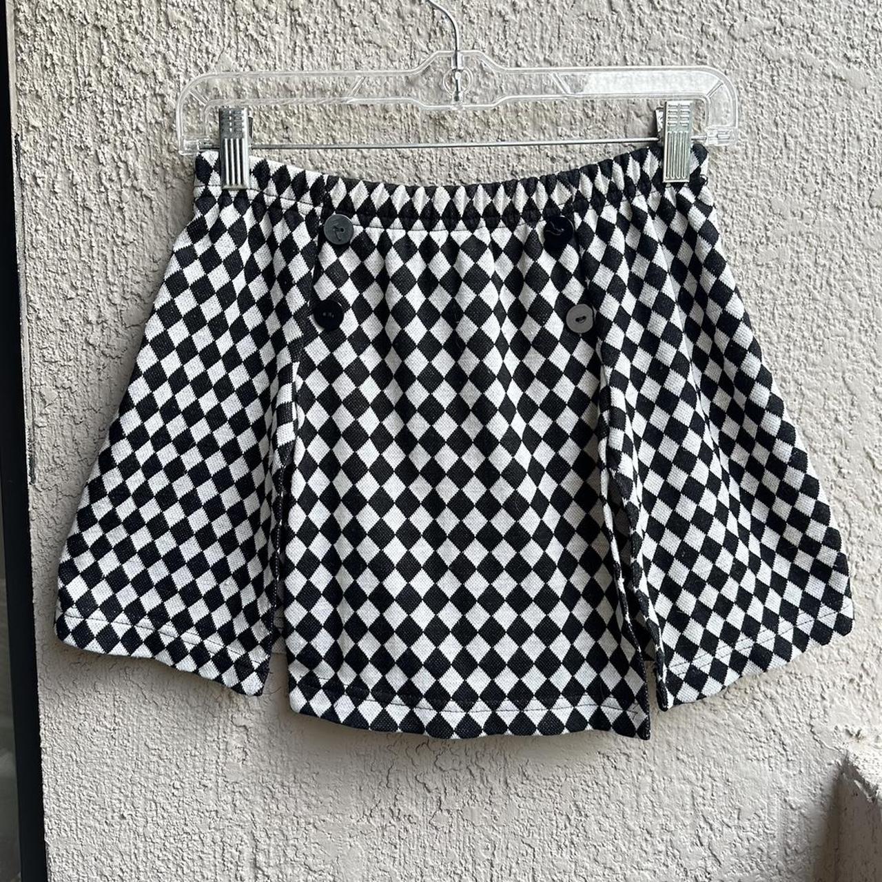 Vintage Checkerboard Skort Suzy Phillips black and... - Depop