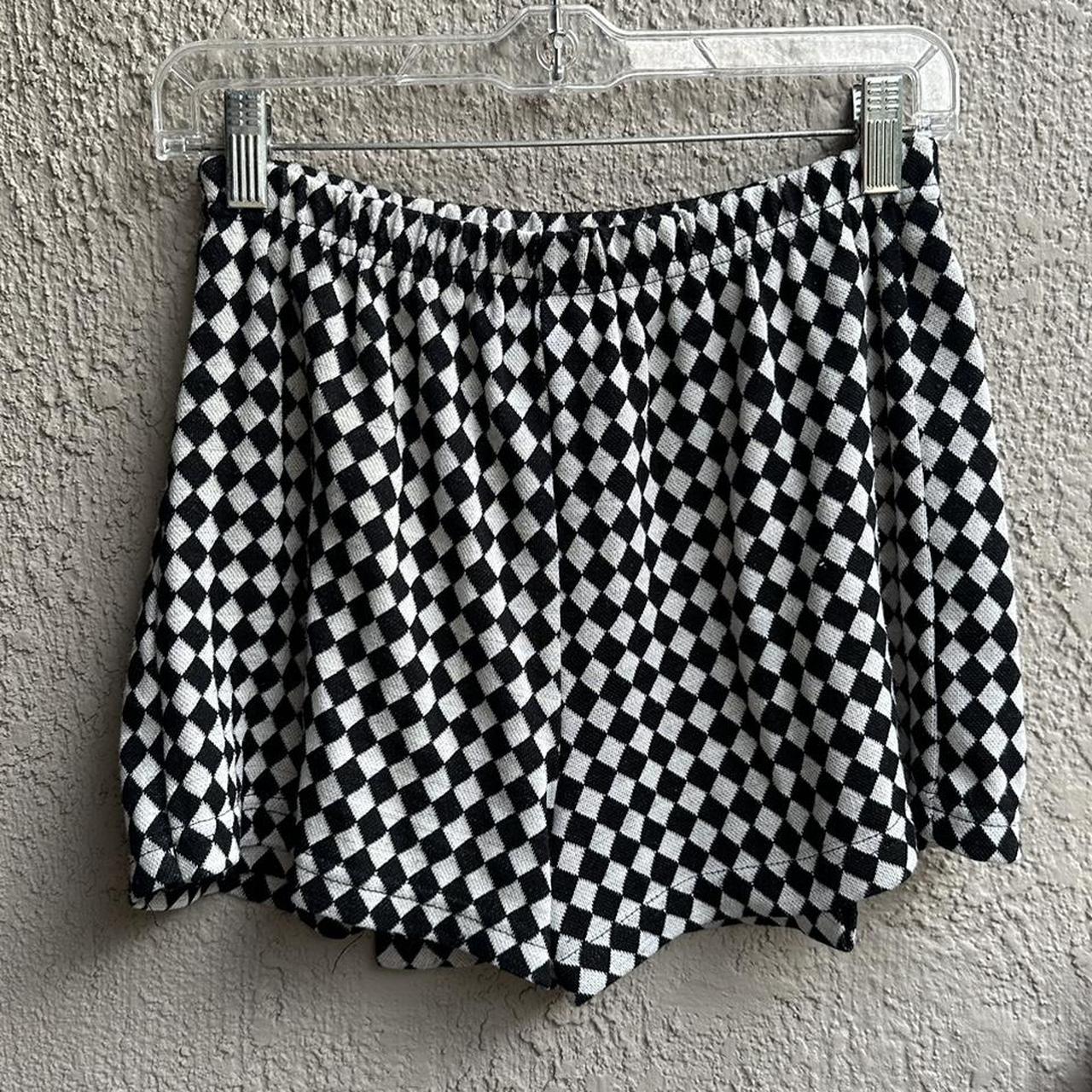 Vintage Checkerboard Skort Suzy Phillips black and... - Depop