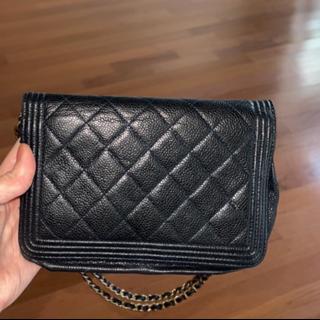 small black vintage Chanel bag, perfect for - Depop