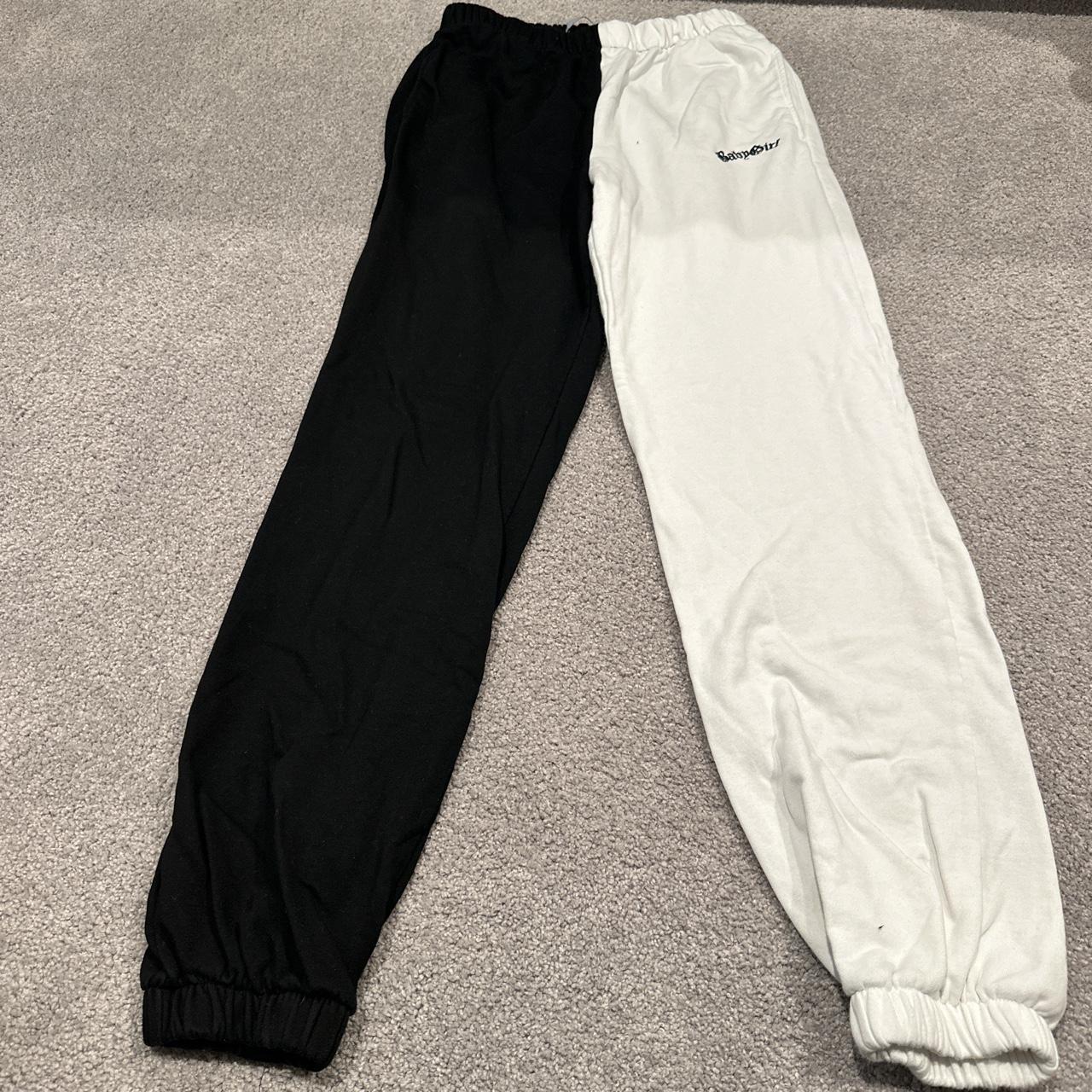 Half black half white hot sale joggers