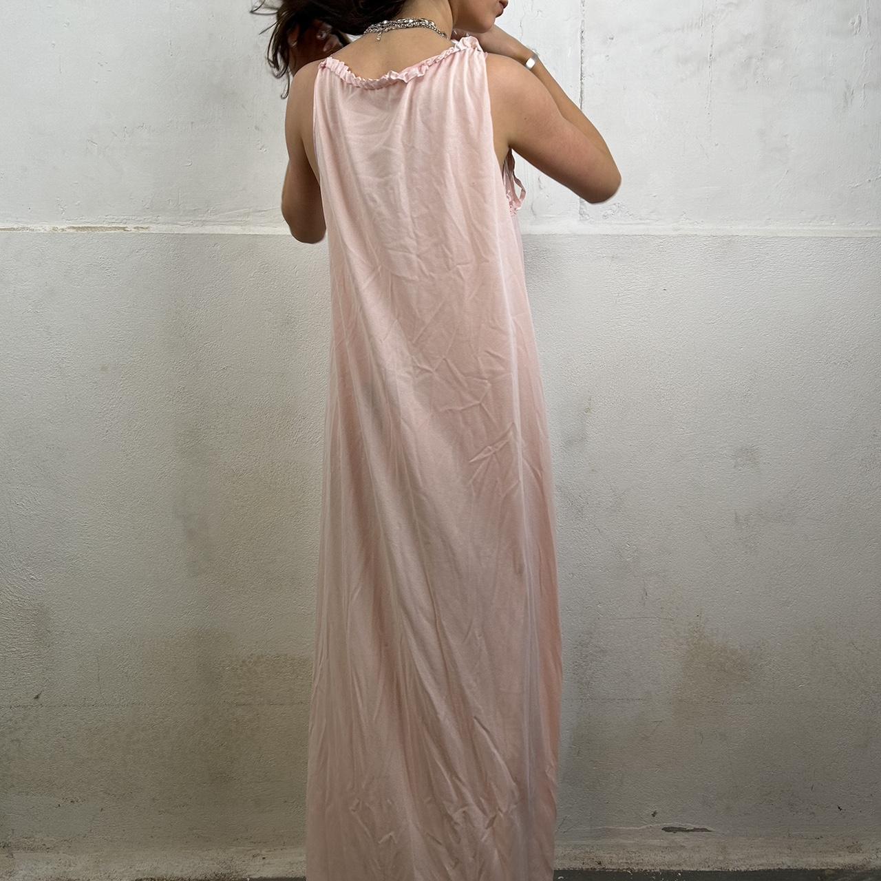 Pink maxi slip dress Pink lace maxi dress Lace panel... - Depop