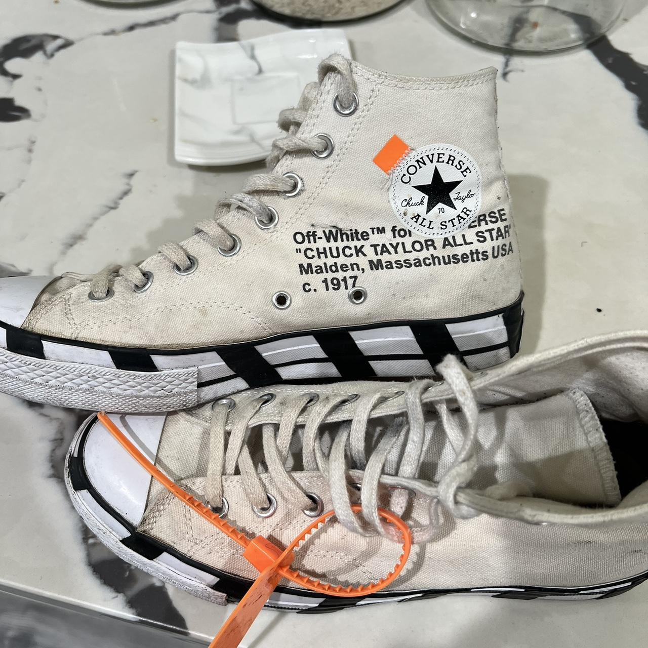 Converse Men's White and Orange Trainers | Depop