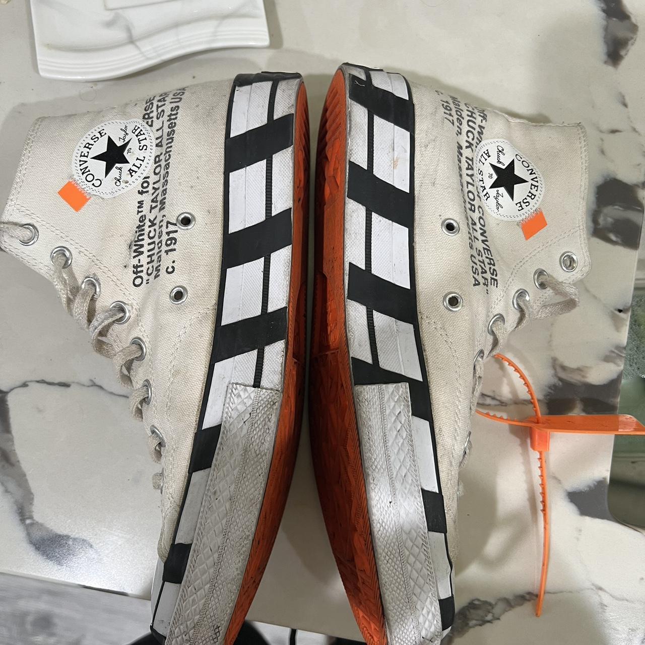 Converse Men's White and Orange Trainers | Depop