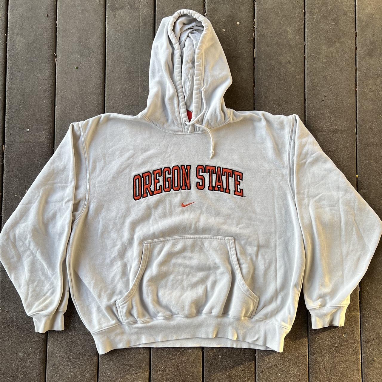 Nike Men's White and Orange Hoodie | Depop