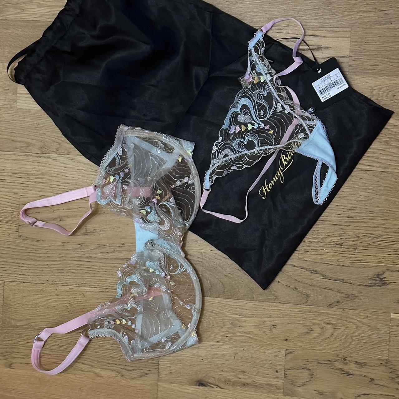 Honey Birdette Candy Aquamarine bra and panties Bra... Depop