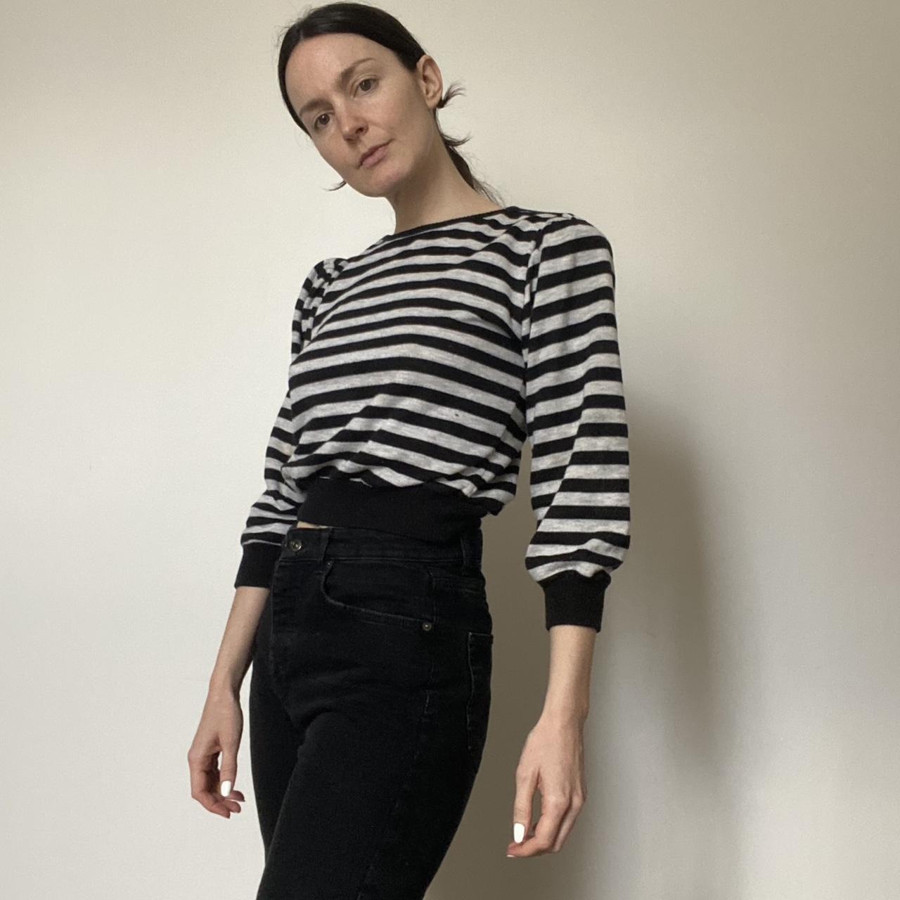 Puff sleeve 1980s striped jumper in very good...