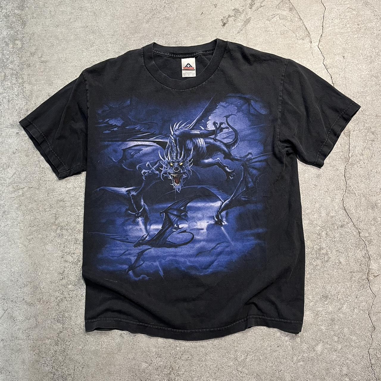 liquid blue Men's Black and Purple T-shirt