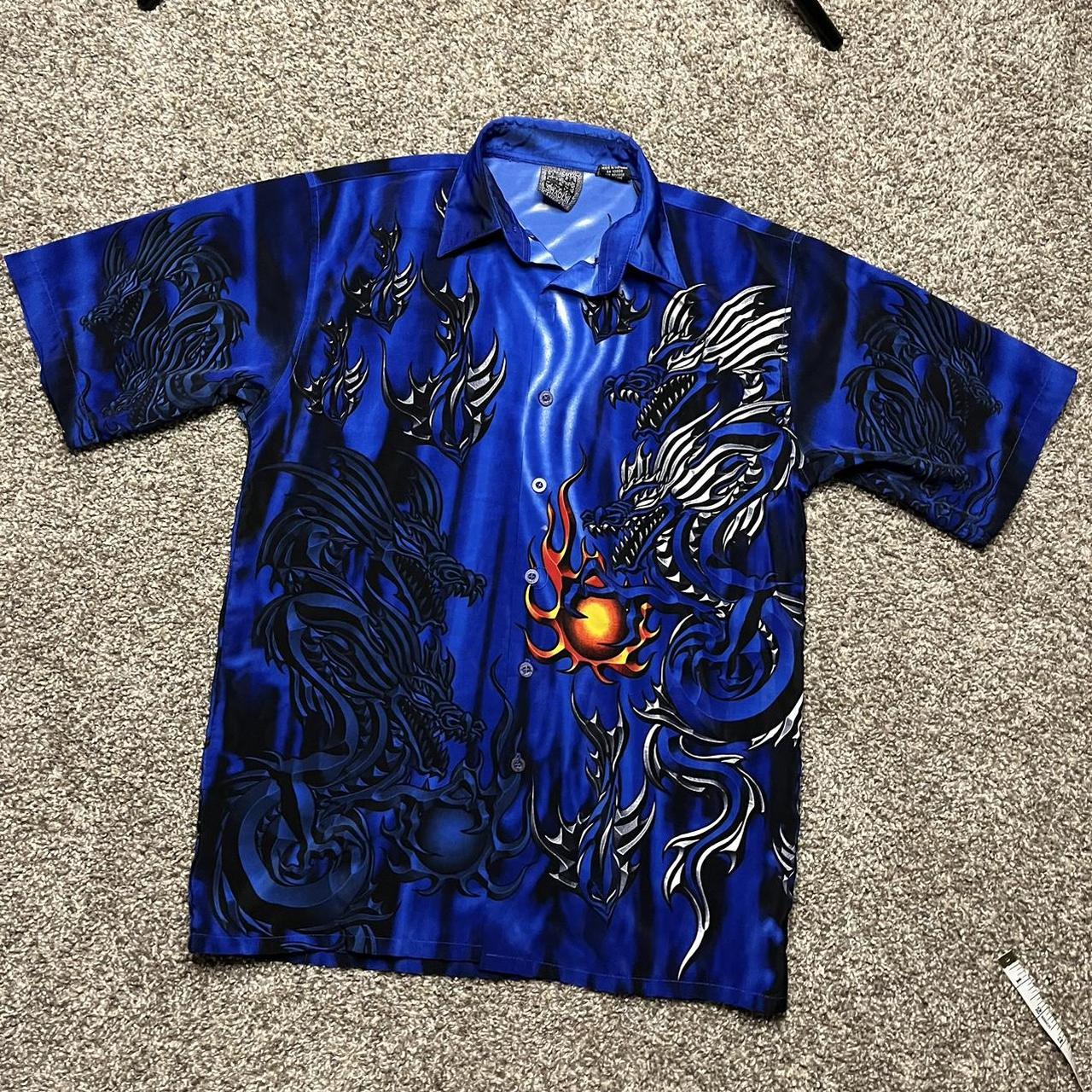 Flame Fire Print Pattern Men Button Up Shirt - JorJune
